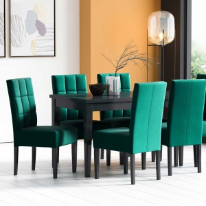 Zestaw Stół Delta (120-160 cm) fornir + 6 krzeseł S41