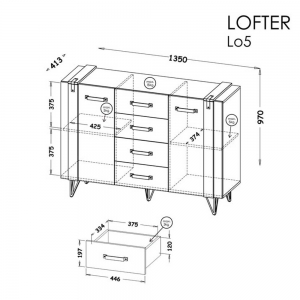 Komoda nowoczesna Lofter LO5 Dolmar 2