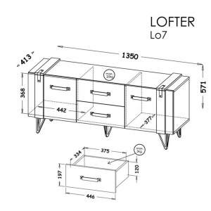 Szafka RTV loft Lofter LO7 Dolmar 2