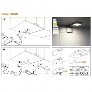 Oświetlenie pod szafkowe LED LENA 3x4,2W KAM 2