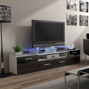 Szafka RTV Evora (biały+czarny połysk)  Cama Meble 1