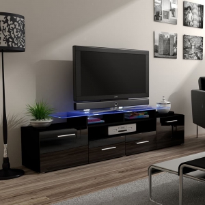 Szafka RTV Evora (czarny+czarny połysk) Cama Meble 1