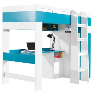 łóżko piętrowe MOBI z biurkiem i szafką