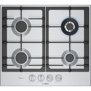 Płyta gazowa Bosch Serie 6 PCH6A5I90 FlameSelect Palnik Wok Żeliwne ruszty Stal szlachetna