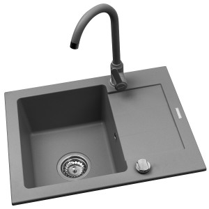 Zestaw granitowy Pyramis Zlewozmywak Sparta Mini 56x44 1B1D + Bateria Lungo Szary beton Producenci AGD 13
