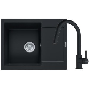 Zestaw granitowy Zlewozmywak Franke Maris MRG 611-62 + Bateria Lina pull-out Czarny