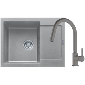 Zestaw granitowy Zlewozmywak Franke Maris MRG 611-62 + Bateria Lina pull-out Kamienny szary