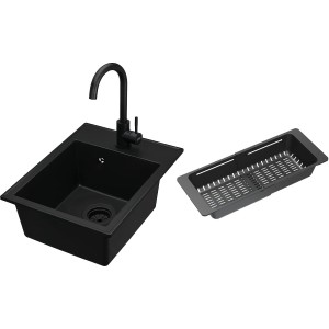 Zestaw Kernau Zlewozmywak KGS L 40 1B Deep Black + Bateria KWT 47 Deep Black + Koszyk ociekowy KPB 01 Matt Black Producenci AGD 8
