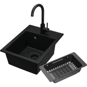 Zestaw Kernau Zlewozmywak KGS L 40 1B Deep Black + Bateria KWT 47 Deep Black + Koszyk ociekowy KPB 01 Matt Black