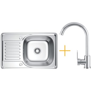 Zestaw Kernau Zlewozmywak KSS M 4566 1B1D Satin + Bateria KWT 41 Chrome Producenci AGD 1