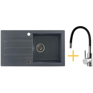 Zestaw Kernau Zlewozmywak KGS A 50 1B1D Graphite + Bateria KWT 29 Elastic Black