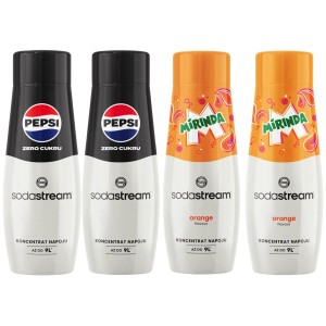 Zestaw Sodastream Syrop Pepsi Zero Cukru 2 x 440 ml + Syrop Mirinda 2 x 440 ml