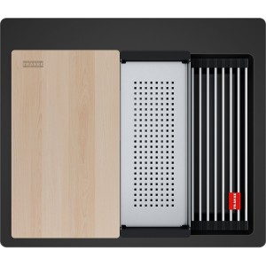 Zlewozmywak granitowy Franke Kanon KNG PRO 610-53 FTL Czarny mat/czarny odpływ