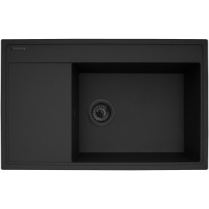 Zlewozmywak granitowy Pyramis Camea 79x50 1B1D P Black edition Volcano Producenci AGD 1
