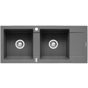 Zestaw granitowy Pyramis Zlewozmywak Mido 116x50 2B1D + Bateria Lungo Szary beton