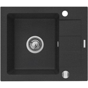 Zestaw granitowy Pyramis Zlewozmywak Sparta Mini 56x44 1B1D + Bateria Lungo Czarny