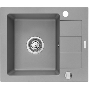 Zestaw granitowy Pyramis Zlewozmywak Sparta Mini 56x44 1B1D + Bateria Lungo Szary beton