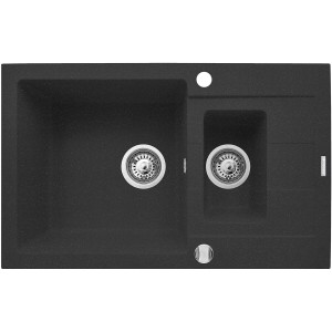 Zestaw granitowy Pyramis Zlewozmywak Sparta Plus 78x48 1 1/2B 1D + Bateria Lungo Czarny