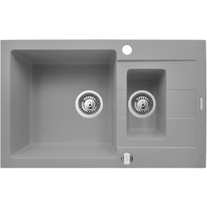 Zestaw granitowy Pyramis Zlewozmywak Sparta Plus 78x48 1 1/2B 1D + Bateria Lungo Szary beton