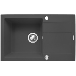 Zestaw granitowy Pyramis Zlewozmywak Sparta Plus 78x48 1B1D + Bateria Silvio Karbon