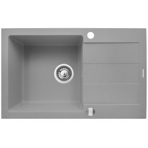 Zestaw granitowy Pyramis Zlewozmywak Sparta Plus 78x48 1B1D + Bateria Silvio Szary beton