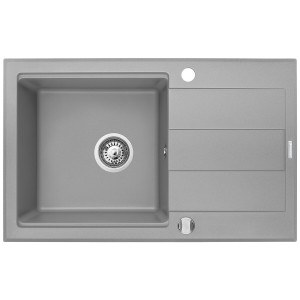 Zestaw granitowy Pyramis Zlewozmywak Sparta Plus Lux 78x48 1B1D + Bateria Lungo Szary beton